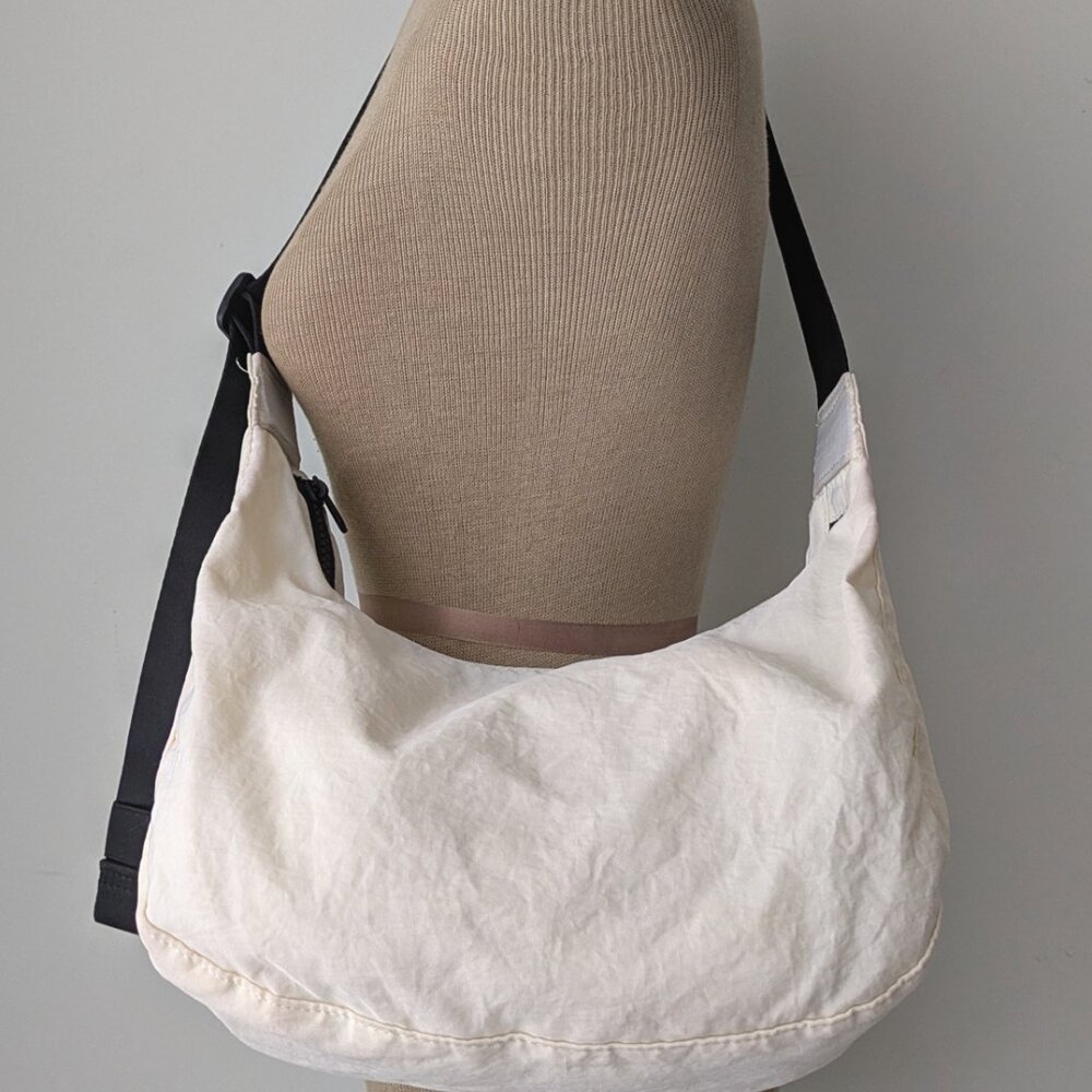 medium nylon crescent crossbody bag ivory